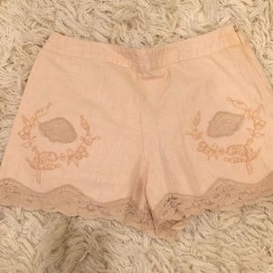 Free people linen/lace shorts